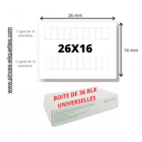 Étiquettes 26X16 mm RECTANGLE BLANCHES : Universelles